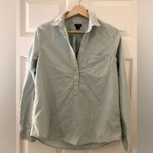 JCrew striped pullover half button up. Size S
